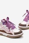 Różowo-Białe Sneakersy z Ozdobnym Sznurowaniem i Brokatem Nevesa