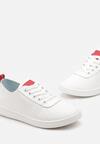 Biało-Czerwone Tenisówki z Ozdobną Perforacją Vilene