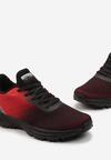 Czarno-Czerwone Buty Sportowe z Siateczką z Efektem Ombre i Sznurowaniem Catabiena