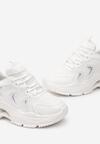 Białe Sneakersy na Grubej Podeszwie z Metalicznym Zdobieniem Teda