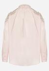 Różowa Koszula z Ozdobnymi Rękawami i Dekoltem Orlenna