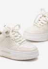 Biało-Beżowe Sneakersy na Platformie z Szerokimi Sznurówkami Ferinal