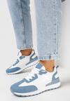 Biało-Niebieskie Sneakersy z Kolorowymi Wstawkami Rawilo