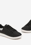 Czarne Klasyczne Sneakersy z Gładkiej Ekoskóry z Brokatowym Zdobieniem Niretal