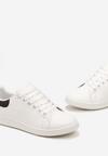 Biało-Czarne Klasyczne Sneakersy z Gładkiej Ekoskóry z Brokatowym Zdobieniem Niretal