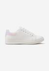 Biało-Różowe Klasyczne Sneakersy z Gładkiej Ekoskóry z Brokatowym Zdobieniem Niretal