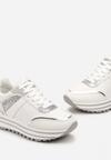 Biało-Srebrne Sneakersy na Grubej Ozdobnej Podeszwie z Brokatem Tarseli