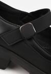 Czarne Półbuty na Grubej Podeszwie z Ozdobnym Zapięciem na Rzep Larori