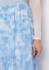 Niebieska Spódnica Maxi z Bawełny Ozdobiona Falbankami Smotia