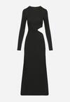 Czarna Sukienka Maxi o Dopasowanym Fasonie z Wycięciem w Talii Celinda