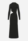 Czarna Sukienka Maxi o Dopasowanym Fasonie z Wycięciem w Talii Celinda