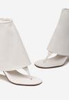 Białe Sandały Japonki na Słupku z Ozdobnie Wywiniętą Cholewką Ilvora