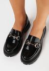 Czarne Lakierowane Mokasyny z Minimalistyczną Klamrą Alettesa