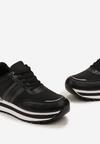 Czarne Sznurowane Sneakersy na Grubej Podeszwie z Połyskującymi Wstawkami Verinatte