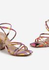 Fioletowe Sandały Ozdobione Kolorowym Printem Bejona
