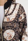 Czarno-Beżowa Zasuwana Bluza Bomberka z Ornamentalnym Wzorem Araslla