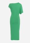 Zielona Asymetryczna Sukienka Midi o Dopasowanym Fasonie Tivalle