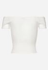 Biały T-shirt o Krótkim Fasonie z Hiszpańskim Dekoltem z Bawełny Irmalema