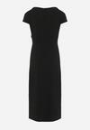 Czarna Sukienka Midi z Kwadratowym Dekoltem Revinane