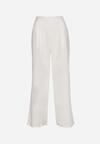 Białe Szerokie Spodnie z Gumką w Talii z Lnem Araniells
