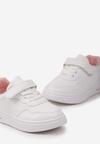 Biało-Różowe Buty Sportowe z Paskiem na Rzep z Imitacji Skóry Mownera