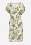 Zielona Sukienka Mini we Florystyczny Print z Plecionym Paskiem z Chwostami Axantia