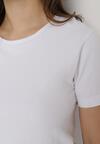 Biały T-shirt z Okrągłym Dekoltem Idudia
