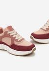 Różowo-Bordowe Sneakersy z Metaliczną Lamówką Ovanaia