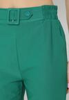 Zielone Szerokie Spodnie Paper Bag z Paskiem i Kieszeniami Wrenika