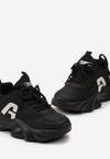 Czarne Buty Sportowe Sneakersy na Tłoczonej Podeszwie z Naszywkami Menidia