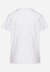 Biały Bawełniany T-shirt z Nadrukiem na Przodzie Galamella