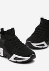 Czarne Sneakersy ze Skarpetkową Cholewką i Grubą Podeszwą Lekkra