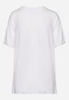 Biały T-shirt z Metalicznym Nadrukiem i Okrągłym Dekoltem Cresida