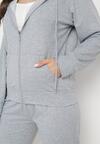 Szary Klasyczny Komplet Dresowy z Bluzą z Kapturem i Prostymi Spodniami Neiba