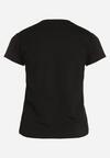 Czarny Bawełniany T-shirt z Ozdobnym Nadrukiem Littana