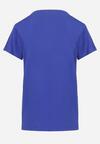 Niebieski Bawełniany T-shirt z Ozdobnym Nadrukiem Littana
