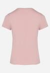 Różowy T-shirt z Bawełny Ozdobiony Napisem Niralle