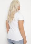 Biały T-shirt z Bawełny Ozdobiony Napisem Niralle