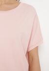 Różowy T-shirt z Krótkimi Rękawami i Dłuższym Tyłem Cercisa