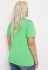 Zielona Bluzka T-shirt z Elastycznej Bawełny Anellthia