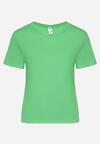 Zielona Bluzka T-shirt z Elastycznej Bawełny Anellthia