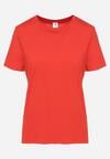 Czerwony Bawełniany T-shirt o Klasycznym Kroju z Okrągłym Dekoltem Ethelina