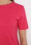 Różowy Bawełniany T-shirt o Klasycznym Fasonie Hebea