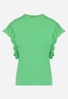 Zielony T-shirt z Falowanym Rękawem Aidira