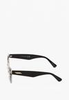 Biało-Czarne Okulary Przeciwsłoneczne z Grubymi Oprawkami Typu Kocie Oko Cariamia