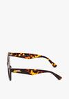 Ciemnobrązowe Okulary Przeciwsłoneczne z Grubymi Oprawkami Typu Kocie Oko Cariamia
