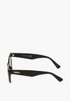 Czarne Okulary Przeciwsłoneczne z Grubymi Oprawkami Typu Kocie Oko Cariamia