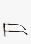 Czarne Eleganckie Okulary Przeciwsłoneczne Kocie Oko z Metalicznym Mostkiem Stuccaria