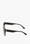 Czarno-Beżowe Okulary Przeciwsłoneczne Kocie Oko z Filtrem UV Umbina