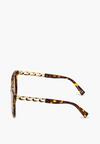 Jasnobrązowe Okulary Przeciwsłoneczne w Kształcie Kociego Oka z Metalicznym Ozdobami Opirea